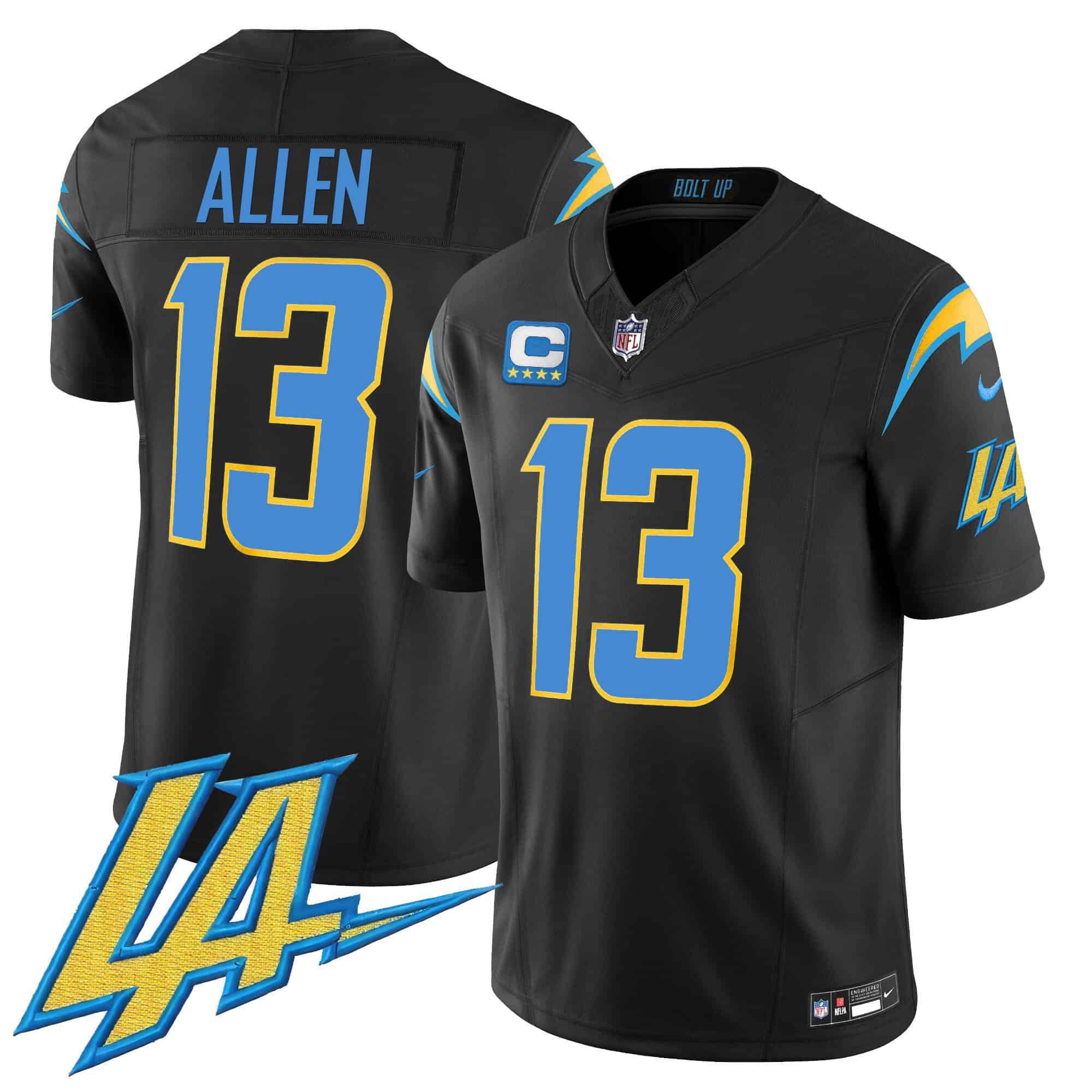 Men Los Angeles Chargers 13 Allen Black 2024 Nike Vapor Limited NFL Jersey style 1